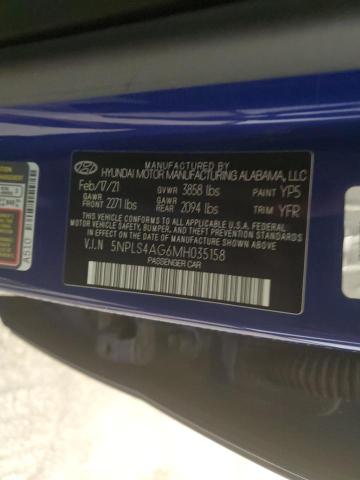 5NPLS4AG6MH035158 - 2021 HYUNDAI ELANTRA SEL BLUE photo 12