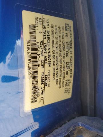 3N1BC13E87L360534 - 2007 NISSAN VERSA S BLUE photo 12