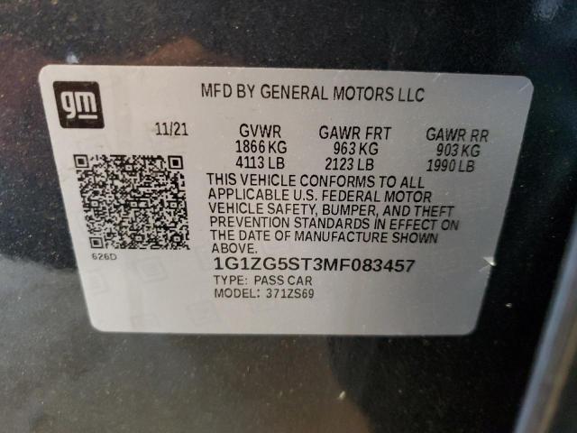 1G1ZG5ST3MF083457 - 2021 CHEVROLET MALIBU RS BLUE photo 12