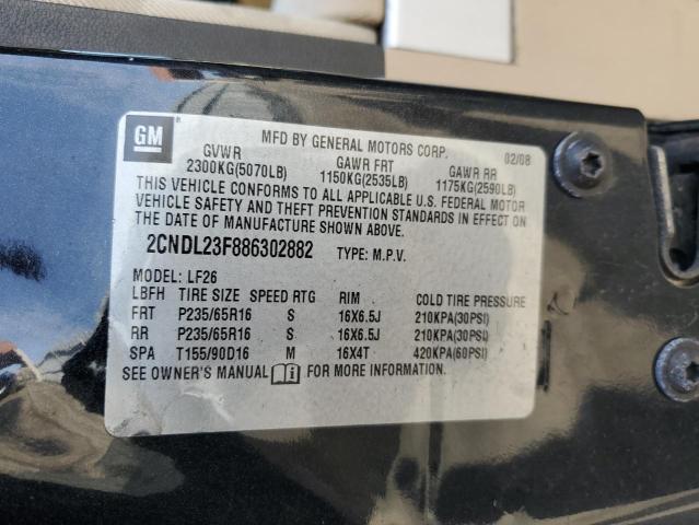 2CNDL23F886302882 - 2008 CHEVROLET EQUINOX LS CHARCOAL photo 12