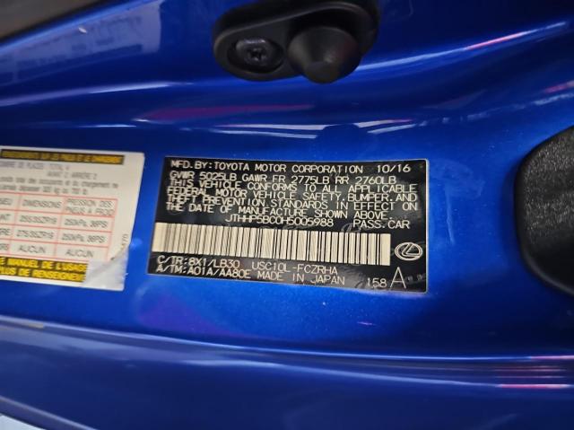 JTHHP5BC0H5005988 - 2017 LEXUS RC-F BLUE photo 10