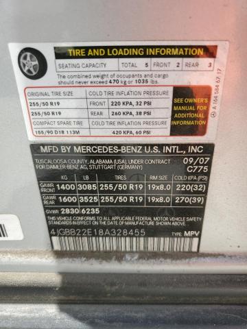 4JGBB22E18A328455 - 2008 MERCEDES-BENZ ML 320 CDI SILVER photo 13