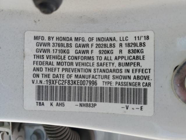 19XFC2F83KE007996 - 2019 HONDA CIVIC SPORT 白色 照片 12