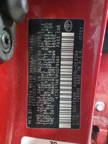 4T1G11AK1PU078464 - 2023 TOYOTA CAMRY SE NIGHT SHADE RED photo 12