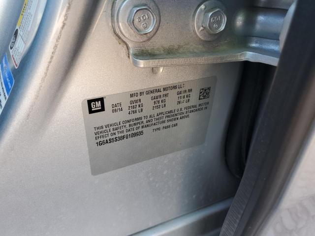 1G6AS5S38F0109935 - 2015 CADILLAC CTS PERFORMANCE COLLECTION Серебристый фото 12