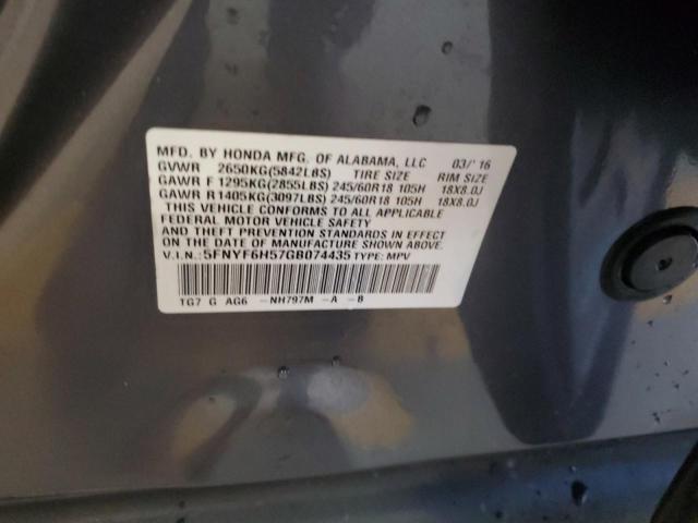 5FNYF6H57GB074435 - 2016 HONDA PILOT EXL CHARCOAL photo 13