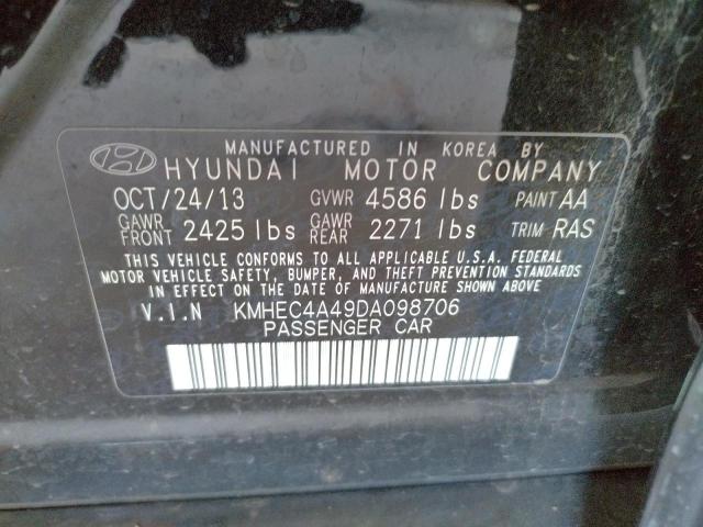 KMHEC4A49DA098706 - 2013 HYUNDAI SONATA HYBRID BLACK photo 12