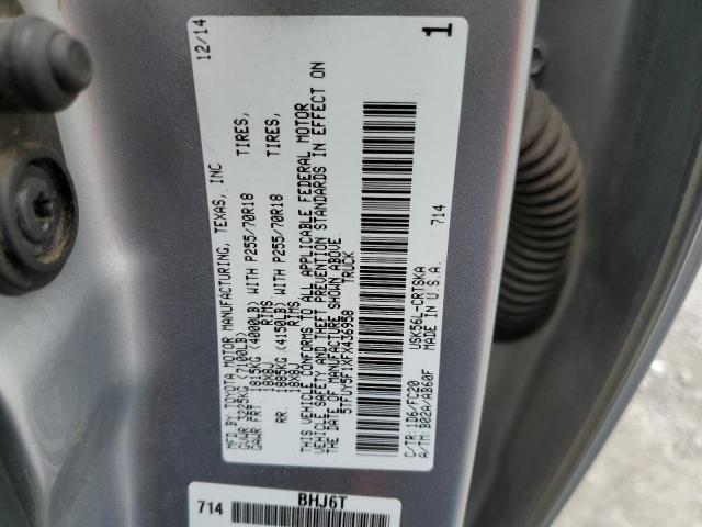 5TFUY5F1XFX436958 - 2015 TOYOTA TUNDRA DOUBLE CAB SR/SR5 SILVER photo 12