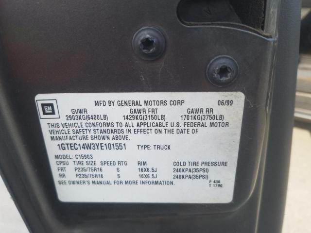 1GTEC14W3YE101551 - 2000 GMC NEW SIERRA C1500 GRAY photo 12