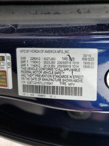 5J8TC2H57LL016541 - 2020 ACURA RDX TECHNOLOGY BLUE photo 12