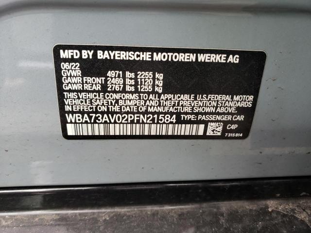 WBA73AV02PFN21584 - 2023 BMW 430XI GRAN COUPE GRAY photo 12