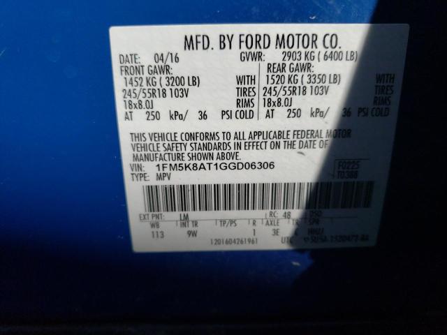 1FM5K8AT1GGD06306 - 2016 FORD EXPLORER POLICE INTERCEPTOR 蓝色 照片 13