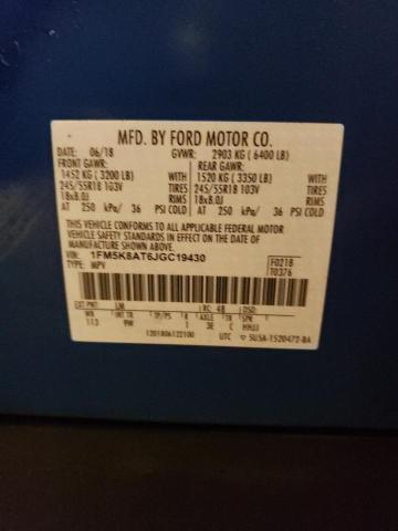 1FM5K8AT6JGC19430 - 2018 FORD EXPLORER POLICE INTERCEPTOR Mavi foto 14