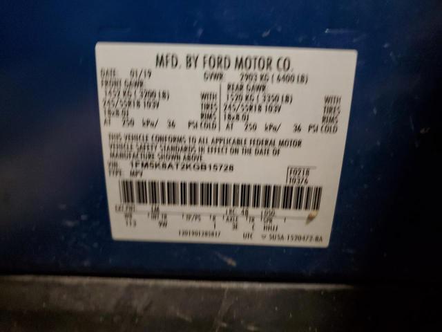 1FM5K8AT2KGB15728 - 2019 FORD EXPLORER POLICE INTERCEPTOR 蓝色 照片 13