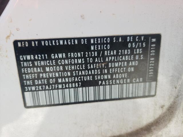 3VW2K7AJ7FM348867 - 2015 VOLKSWAGEN JETTA BASE Ağ foto 12