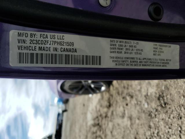 2C3CDZFJ7PH621509 - 2023 DODGE CHALLENGER R/T SCAT PACK PURPLE photo 12