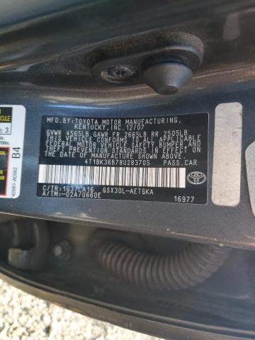 4T1BK36B78U283705 - 2008 TOYOTA AVALON XL CHARCOAL photo 12