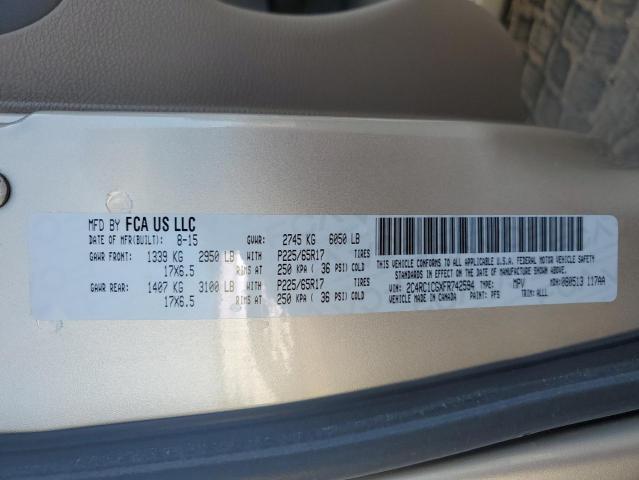 2C4RC1CGXFR742594 - 2015 CHRYSLER TOWN & COU TOURING L GOLD photo 13