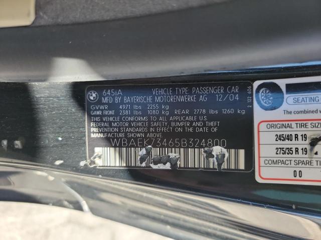 WBAEK73465B324800 - 2005 BMW 645 CI AUTOMATIC Қара фото 10