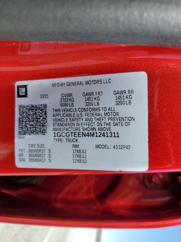1GCGTEEN4M1241311 - 2021 CHEVROLET COLORADO ZR2 RED photo 12