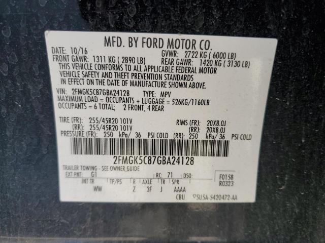 2FMGK5C87GBA24128 - 2016 FORD FLEX SEL BLACK photo 14