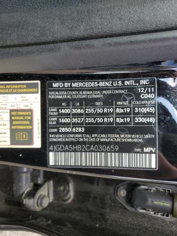 4JGDA5HB2CA030659 - 2012 MERCEDES-BENZ ML 350 4MATIC BLACK photo 13