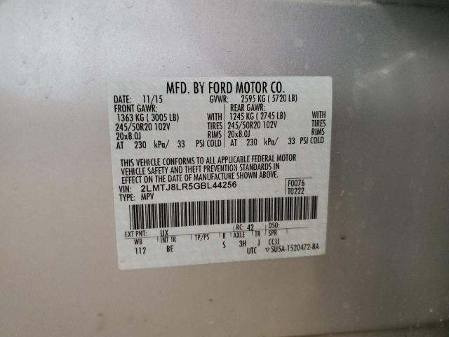 2LMTJ8LR5GBL44256 - 2016 LINCOLN MKX RESERVE SILVER photo 13