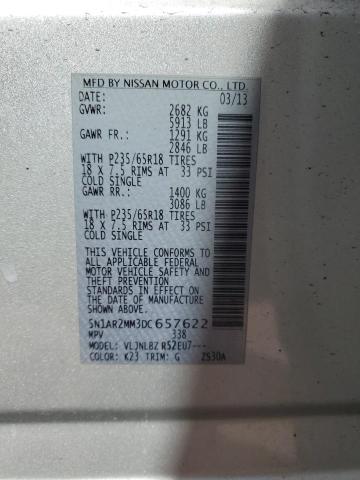 5N1AR2MM3DC657622 - 2013 NISSAN PATHFINDER S فضي صورة 13