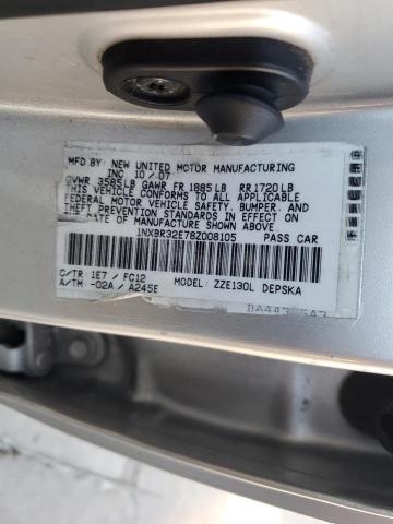 1NXBR32E78Z008105 - 2008 TOYOTA COROLLA CE SILVER photo 12