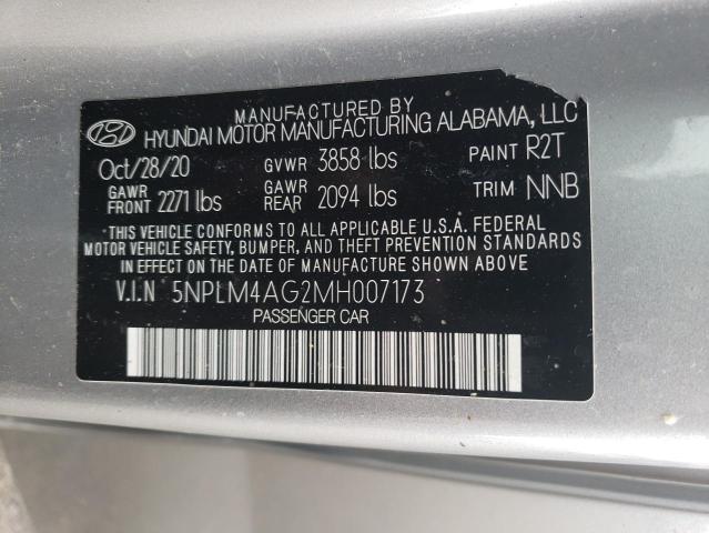 5NPLM4AG2MH007173 - 2021 HYUNDAI ELANTRA SEL SILVER photo 13