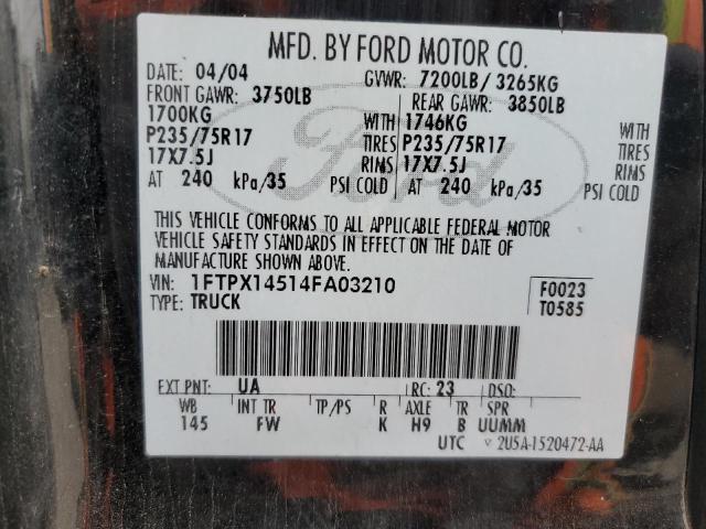 1FTPX14514FA03210 - 2004 FORD F150 BLACK photo 12