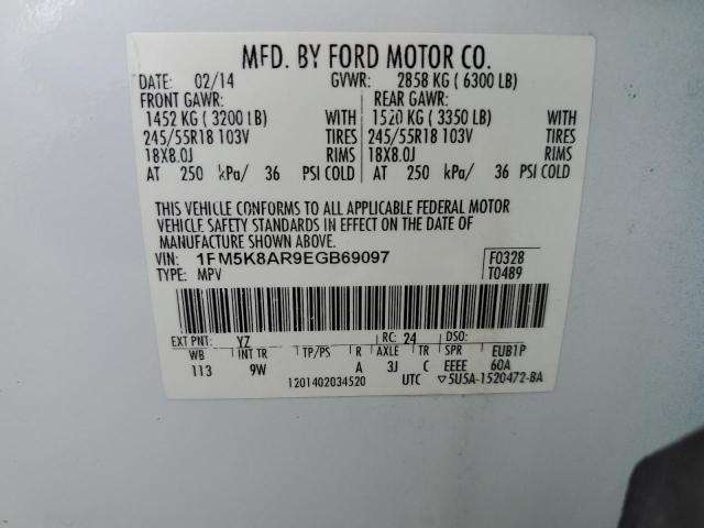 1FM5K8AR9EGB69097 - 2014 FORD EXPLORER POLICE INTERCEPTOR TWO TONE photo 13