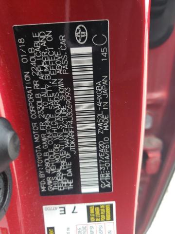 JTDKARFP4J3069093 - 2018 TOYOTA PRIUS PRIM 红色 照片 12