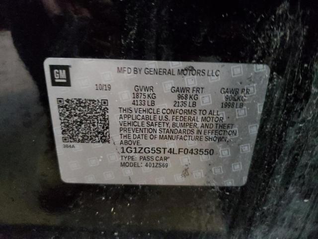 1G1ZG5ST4LF043550 - 2020 CHEVROLET MALIBU RS 黑色 照片 12