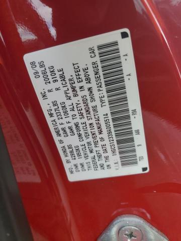 1HGCS12339A005514 - 2009 HONDA ACCORD LX RED photo 12