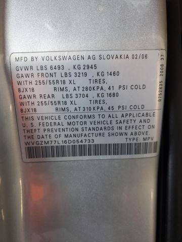 WVGZM77L16D054733 - 2006 VOLKSWAGEN TOUAREG 4.2 SILVER photo 12