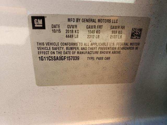 1G11C5SA0GF157039 - 2016 CHEVROLET MALIBU LIM LT 银色 照片 12