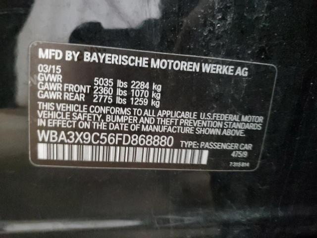 WBA3X9C56FD868880 - 2015 BMW 335 XIGT BLACK photo 12