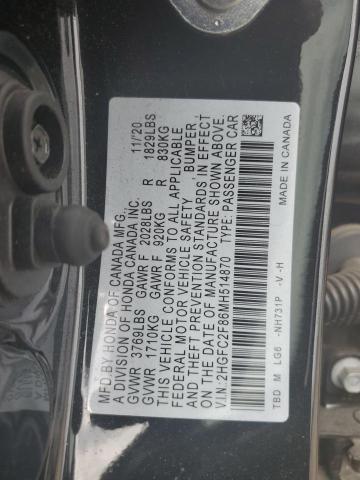 2HGFC2F86MH514870 - 2021 HONDA CIVIC SPORT 黑色 照片 12
