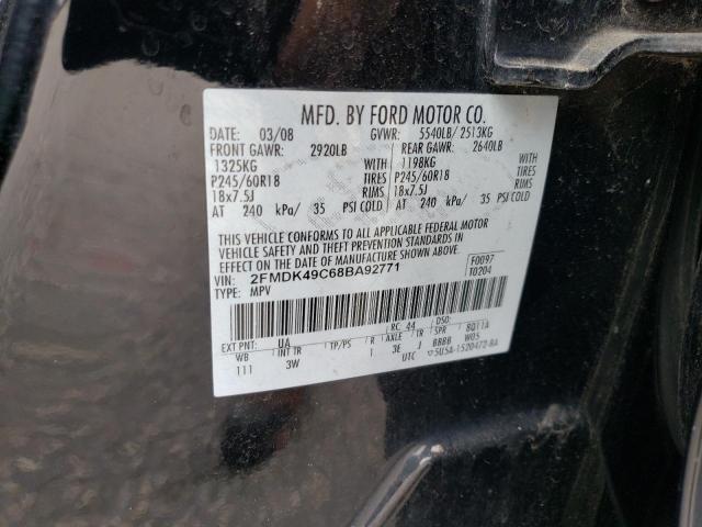 2FMDK49C68BA92771 - 2008 FORD EDGE LIMITED BLACK photo 13