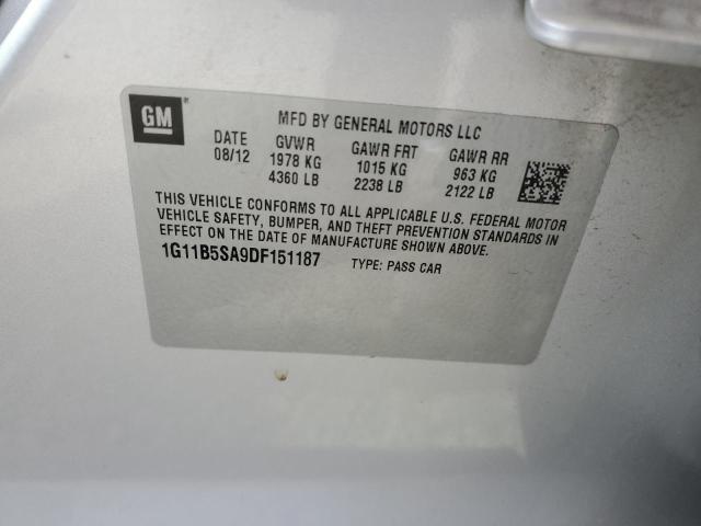 1G11B5SA9DF151187 - 2013 CHEVROLET MALIBU LS SILVER photo 12