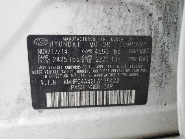 KMHEC4A42FA135422 - 2015 HYUNDAI SONATA HYBRID WHITE photo 12