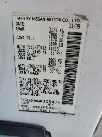 1N6BA0CH0AN305474 - 2010 NISSAN TITAN XE WHITE photo 13