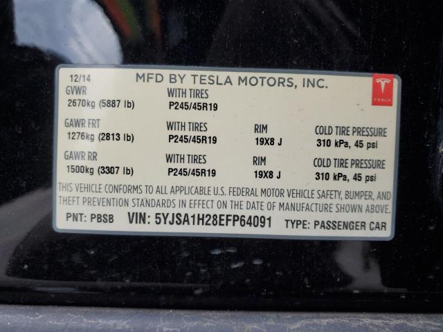 5YJSA1H28EFP64091 - 2014 TESLA MODEL S BLACK photo 12