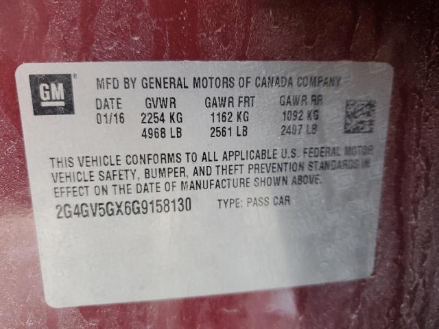 2G4GV5GX6G9158130 - 2016 BUICK REGAL GS MAROON photo 13