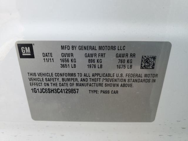 1G1JC6SH3C4129857 - 2012 CHEVROLET SONIC LT WHITE photo 12