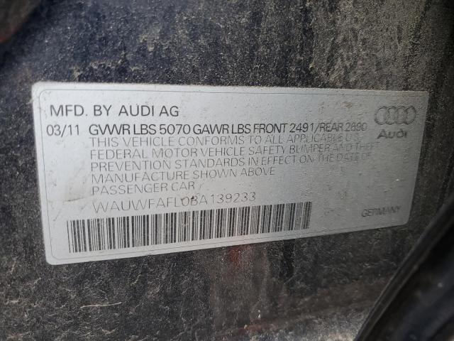 WAUWFAFL0BA139233 - 2011 AUDI A4 PREMIUM PLUS BLUE photo 12