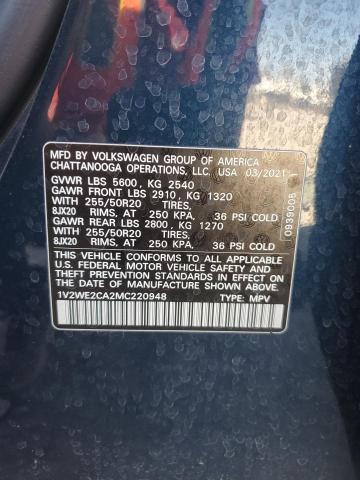 1V2WE2CA2MC220948 - 2021 VOLKSWAGEN ATLAS CROS SE BLUE photo 13