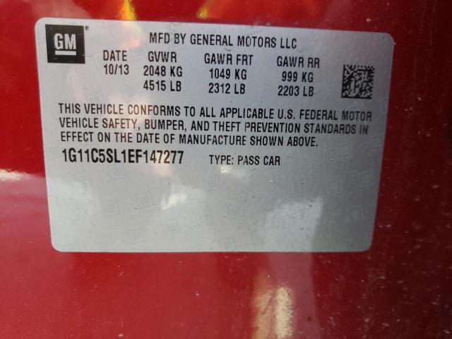 1G11C5SL1EF147277 - 2014 CHEVROLET MALIBU 1LT 红色 照片 12