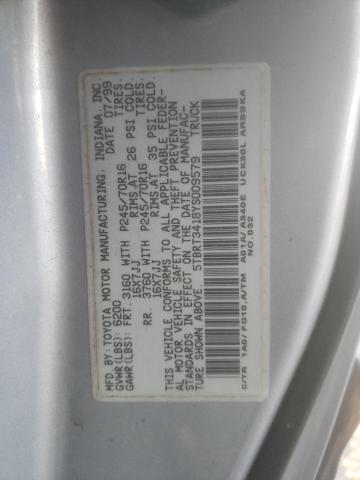 5TBRT3418YS009579 - 2000 TOYOTA TUNDRA ACCESS CAB ვერცხლისფერი ფოტო 12